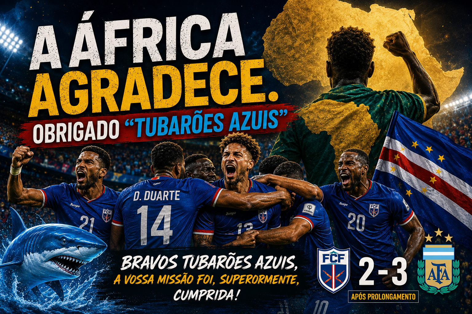 A África agradece. Obrigado "tubarões azuis"